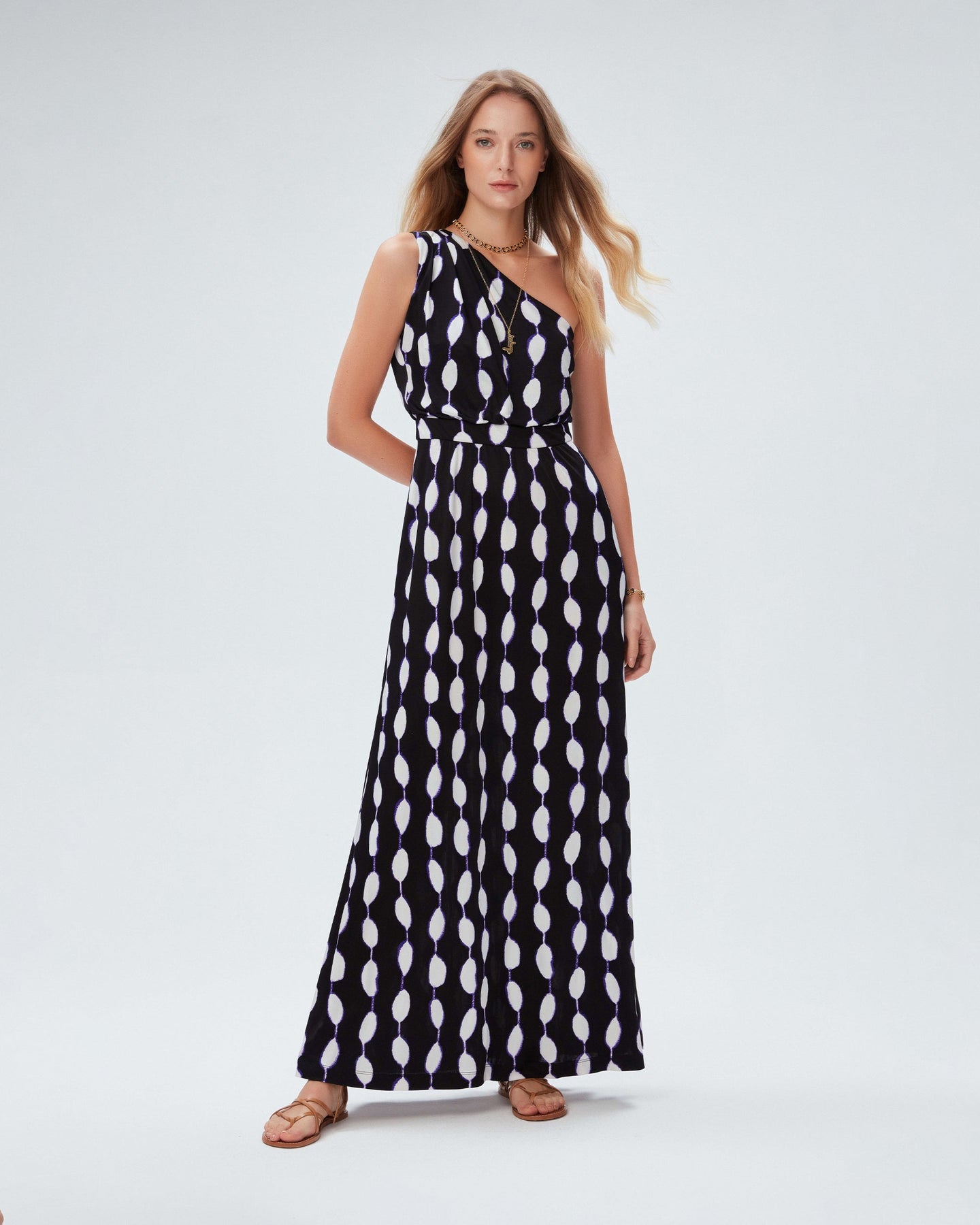 DVF	KIERA DRESS SHIBORI DOT LG BLACK