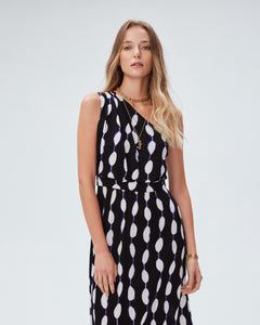 DVF	KIERA DRESS SHIBORI DOT LG BLACK