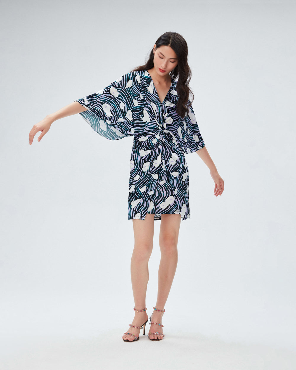 DVF	EMMALINE DRESS OCEAN TIDE ORCHID