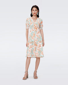 DVF	JEMMA DRESS JUNE BLOOM JADE