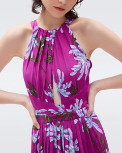 DVF ZIVA DRESS PARIS FLORAL GT RED PURPLE