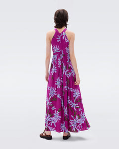 DVF ZIVA DRESS PARIS FLORAL GT RED PURPLE