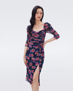 DVF	BETTINA DRESS PANSY WINE SM ROSEWOOD