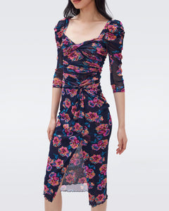 DVF	BETTINA DRESS PANSY WINE SM ROSEWOOD