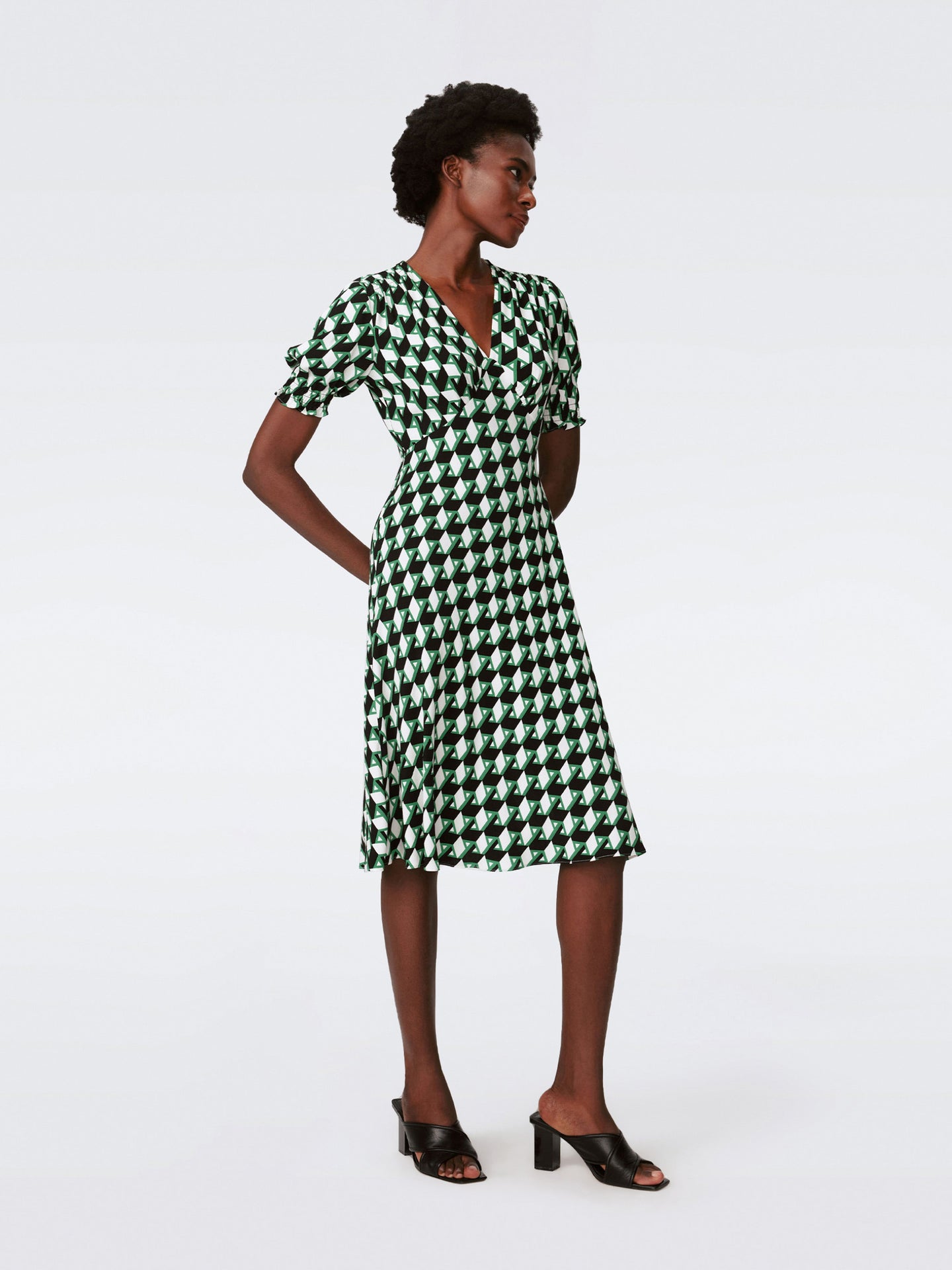 DVF	JEMMA DRESS INTERMISSION GEO GREEN