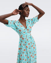 Load image into Gallery viewer, DVF	ELOISE MIDI DRESS ANEMONE SUMMER TURQUOISE