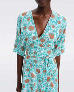 DVF	ELOISE MIDI DRESS ANEMONE SUMMER TURQUOISE