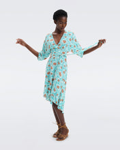 Load image into Gallery viewer, DVF	ELOISE MIDI DRESS ANEMONE SUMMER TURQUOISE