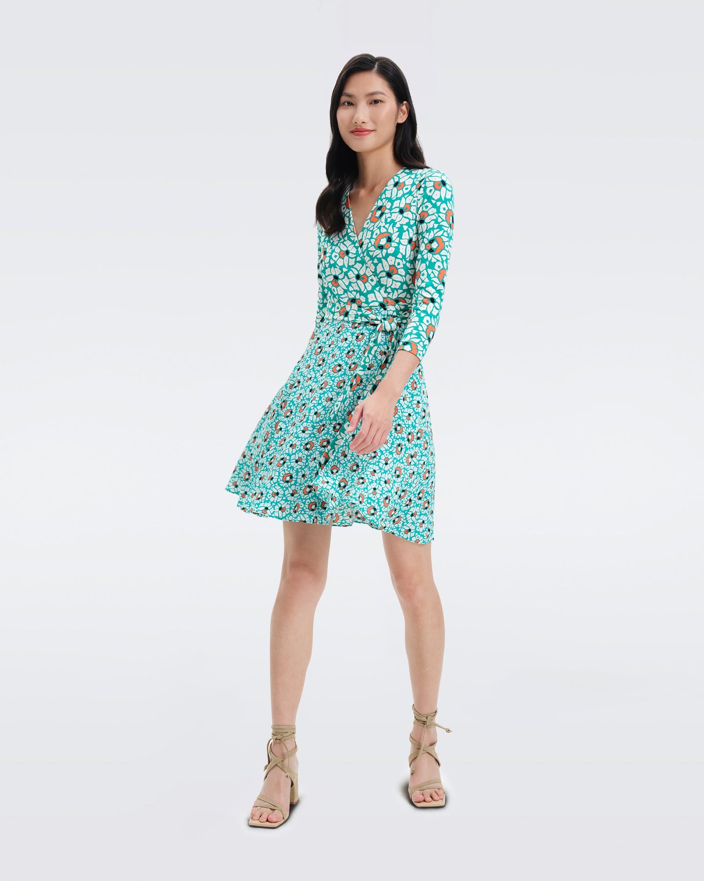 DVF	IRINA DRESS	PEBBLES LG/SM SUMM TURQ