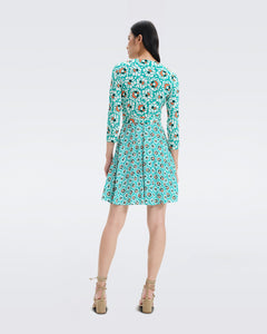 DVF	IRINA DRESS	PEBBLES LG/SM SUMM TURQ