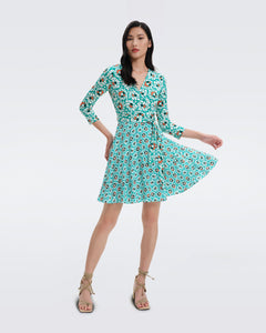 DVF	IRINA DRESS	PEBBLES LG/SM SUMM TURQ