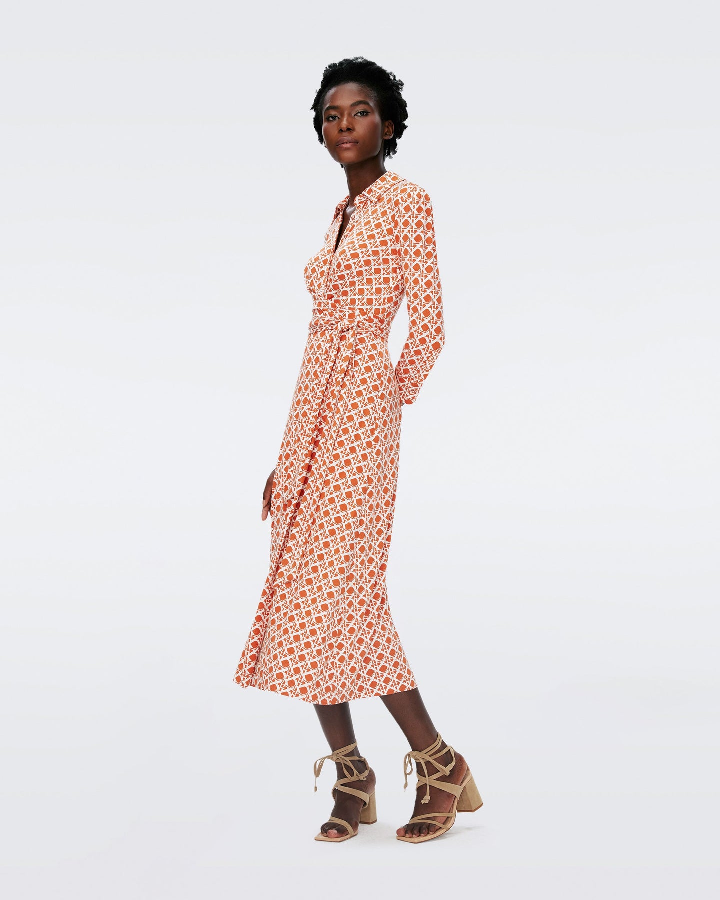 DVF	SANA TWO DRESS VINTAGE CANE SM MARMALADE