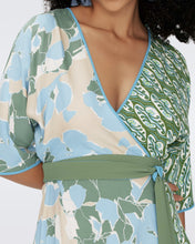 Load image into Gallery viewer, DVF	ELOISE MAXI TWO DRESS EARTH FLORAL MULTI CERULEAN SEEDLING