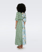 Load image into Gallery viewer, DVF	ELOISE MAXI TWO DRESS EARTH FLORAL MULTI CERULEAN SEEDLING