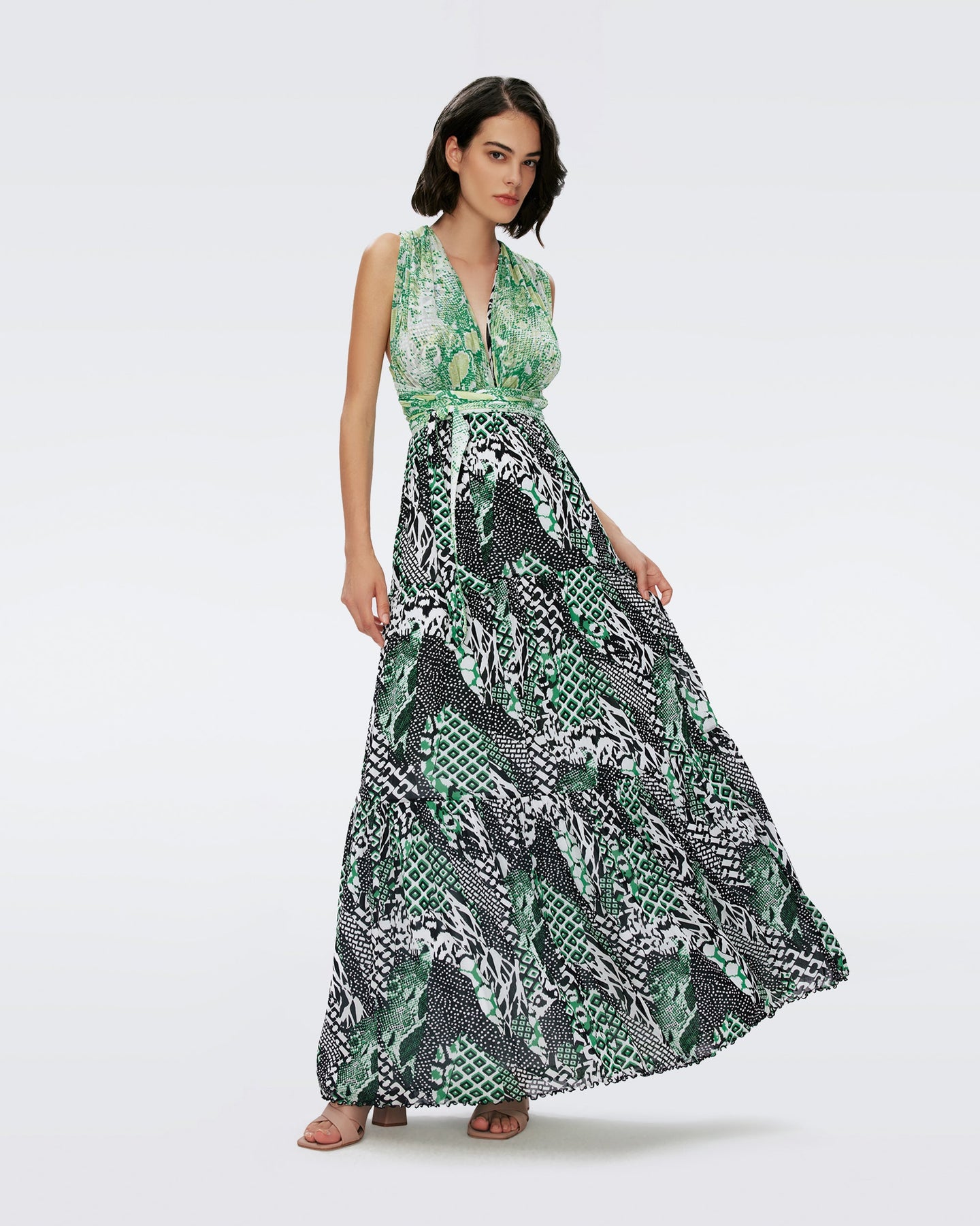 DVF	DREW DRESS SIX SISTER CAMO PYTHON 50TH