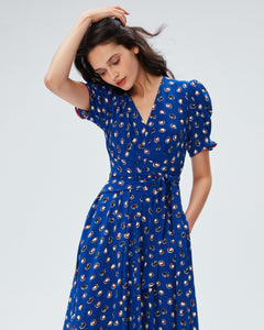 DVF	SAMMIE DRESS PAINT DOTS DEEP INDIGO