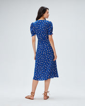 Load image into Gallery viewer, DVF	SAMMIE DRESS PAINT DOTS DEEP INDIGO