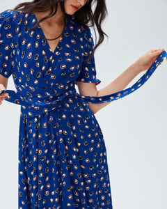 DVF	SAMMIE DRESS PAINT DOTS DEEP INDIGO