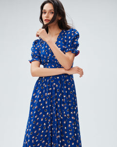 DVF	SAMMIE DRESS PAINT DOTS DEEP INDIGO