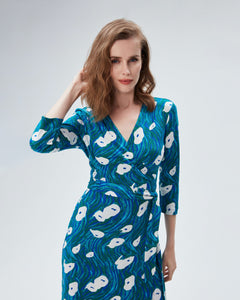 DVF	NEW JULIAN TWO DRESS OCEAN TIDE QUETZAL GREEN