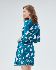 DVF	NEW JULIAN TWO DRESS OCEAN TIDE QUETZAL GREEN