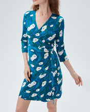 Load image into Gallery viewer, DVF	NEW JULIAN TWO DRESS OCEAN TIDE QUETZAL GREEN