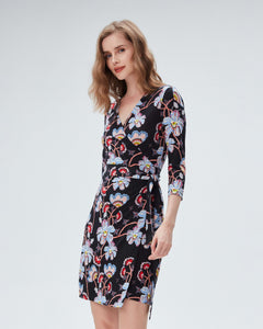 DVF	NEW JULIAN TWO DRESS TIGER LILY SM BLACK