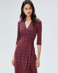 DVF ABIGAIL MIDI DRESS DVF STAMP SM SHOCKING BEET
