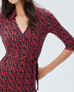 DVF ABIGAIL MIDI DRESS DVF STAMP SM SHOCKING BEET