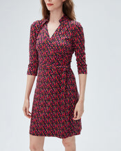 Load image into Gallery viewer, DVF NEW JEANNE TWO 3/4 DRESS DVF STAMP SM SHOCKING