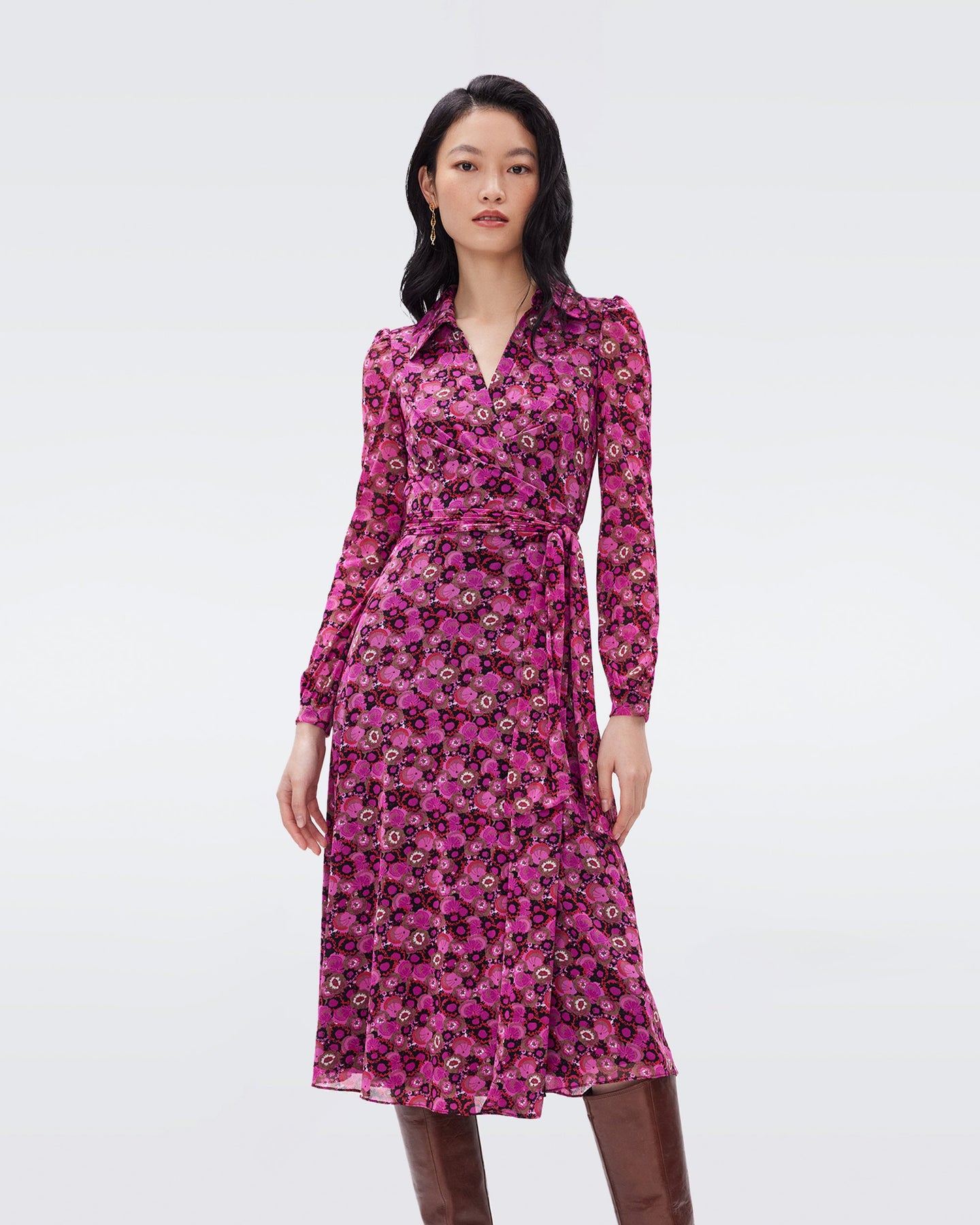 DVF AMELIE DRESS PARIS FLORAL SM NAVY