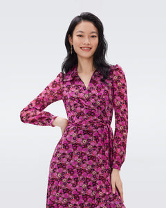 DVF AMELIE DRESS PARIS FLORAL SM NAVY