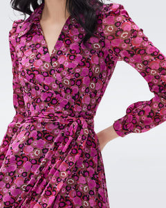 DVF AMELIE DRESS PARIS FLORAL SM NAVY