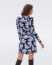 Load image into Gallery viewer, DVF NEW JULIAN L/S DRESS CAMO FLORAL MED SKY BLUE