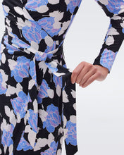 Load image into Gallery viewer, DVF NEW JULIAN L/S DRESS CAMO FLORAL MED SKY BLUE