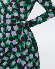 Load image into Gallery viewer, DVF NEW JULIAN L/S DRESS DOT BLOSSOM MED BRIGHT GR