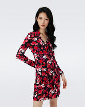 Load image into Gallery viewer, JEANNE SILK JERSEY WRAP DRESS IN PASSION PETALS BERRY RED