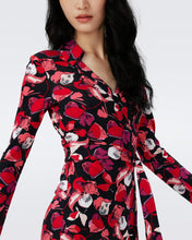 Load image into Gallery viewer, JEANNE SILK JERSEY WRAP DRESS IN PASSION PETALS BERRY RED