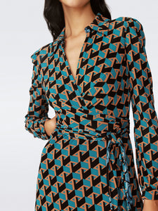 DVF	PHOENIX REVERSIBLE DRESS INTERMI GEO TURQ/OPERA FRL BLK
