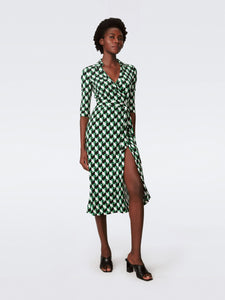 DVF	ABIGAIL MIDI DRESS INTERMISSION GEO GREEN