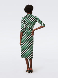 DVF	ABIGAIL MIDI DRESS INTERMISSION GEO GREEN