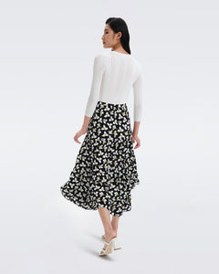 DVF VENICE SKIRT GRAPHIC FLOWER SM BLACK