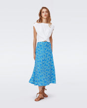 Load image into Gallery viewer, DVF	FLORENCIA MIDI SKIRT CLOUD PATCH BLUE