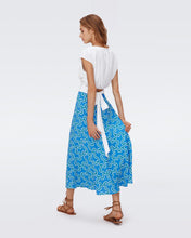 Load image into Gallery viewer, DVF	FLORENCIA MIDI SKIRT CLOUD PATCH BLUE