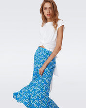 Load image into Gallery viewer, DVF	FLORENCIA MIDI SKIRT CLOUD PATCH BLUE