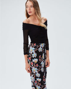 DVF	KARA SKIRT TIGER LILY SM BLACK