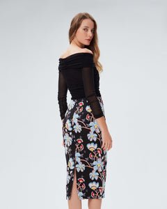 DVF	KARA SKIRT TIGER LILY SM BLACK