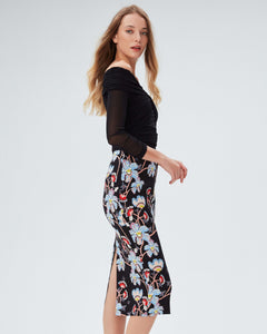 DVF	KARA SKIRT TIGER LILY SM BLACK