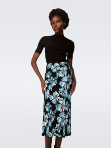 DVF	WHITLEY SKIRT OPERA FLORAL BLACK MED