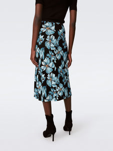DVF	WHITLEY SKIRT OPERA FLORAL BLACK MED
